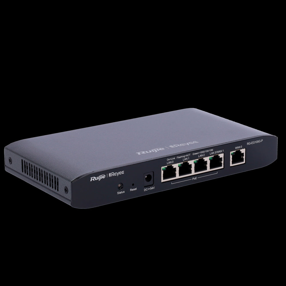 Controlador de router na nuvem Reyee com 5 portas RJ45 10/100/1000 Mbps e 4 portas PoE+ 802.3af/at / Potência máxima de 54 W