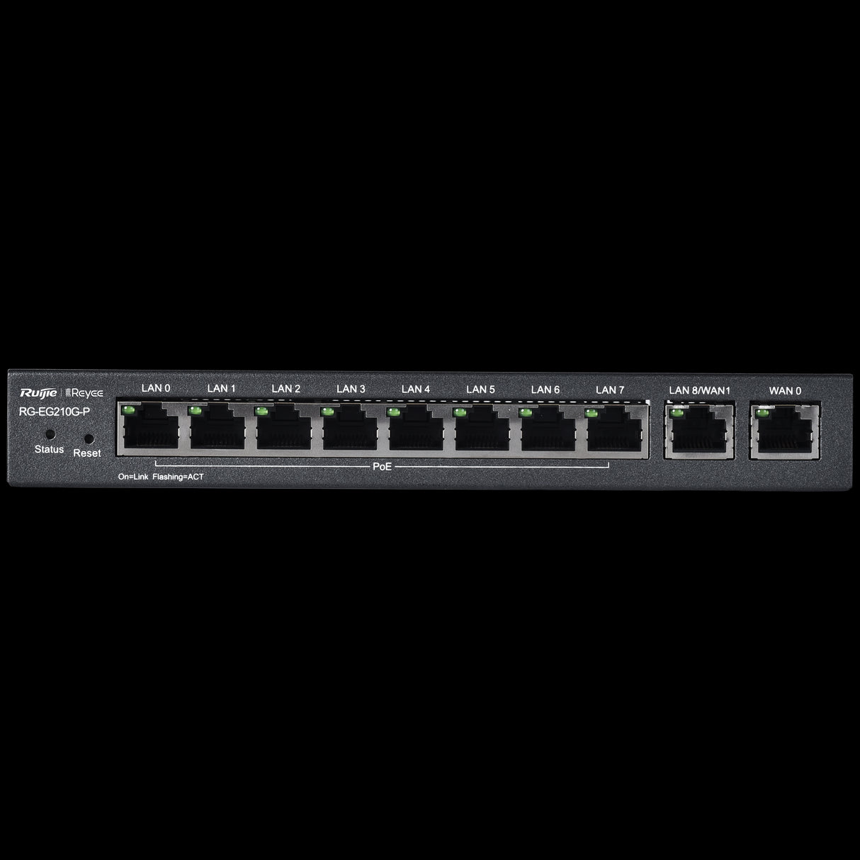 Reyee PoE Router Cloud Controller with 8 PoE+ RJ45 GE Ports + 2 RJ45 GE Ports and 10 RJ45 10/100/1000 Mbps Ports