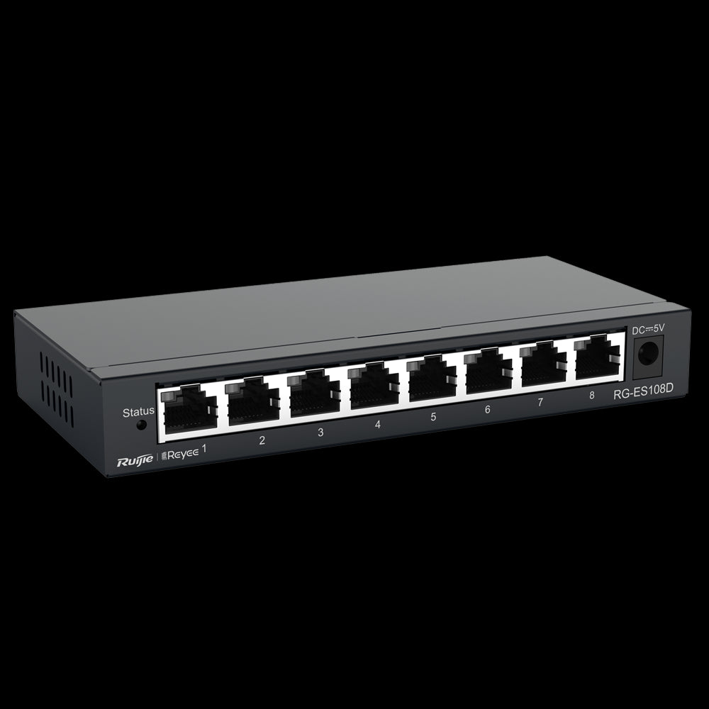 Switch de mesa Reyee de 8 portas com caixa metálica 10/100