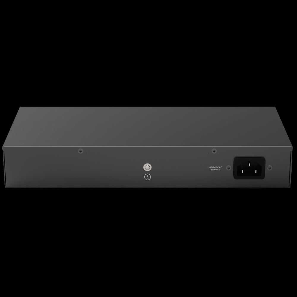 Switch de secretária Gigabit Reyee de 24 portas com caixa metálica e suporte para rack.