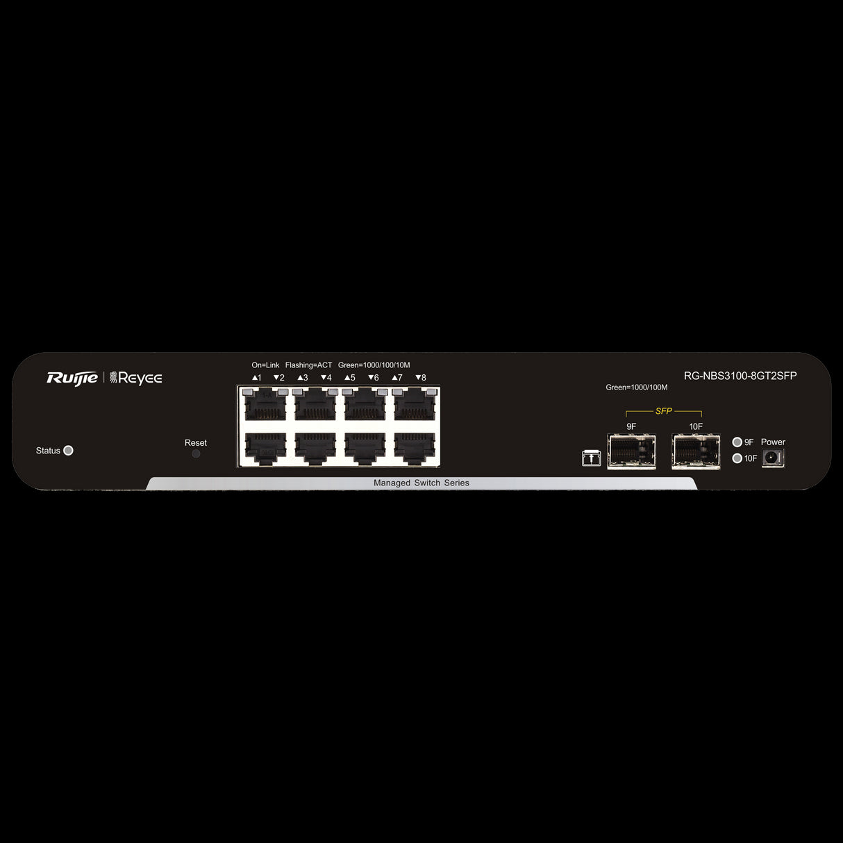 Switch de cloud Reyee de camada 2 Gigabit com 8 portas + 2 portas SFP Gigabit e velocidade de 10/100/1000 Mbps