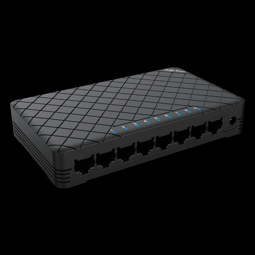 Switch de secretária Reyee com 8 portas Gigabit RJ45 e caixa de plástico