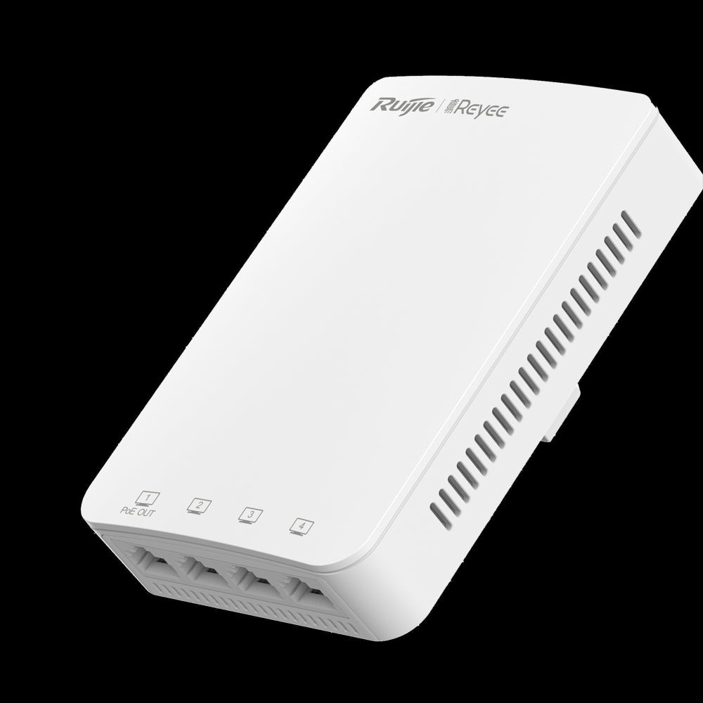 Ponto de acesso Wi-Fi 5 omnidirecional Reyee com 4 portas gigabit e velocidades até 1267 Mbps.