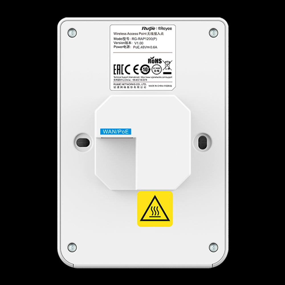 Ponto de acesso Wi-Fi 5 omnidirecional Reyee com 4 portas gigabit e velocidades até 1267 Mbps.