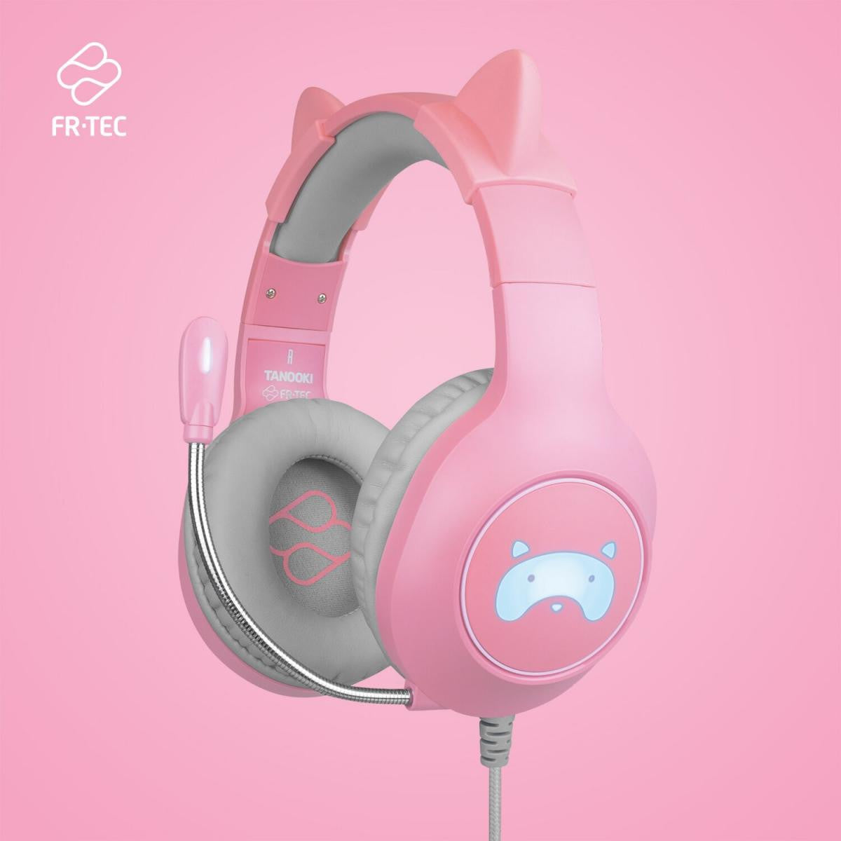 Unique Pink TANOOKI Kawaii Gaming Headphones for gamers or streamers from FR-TEC