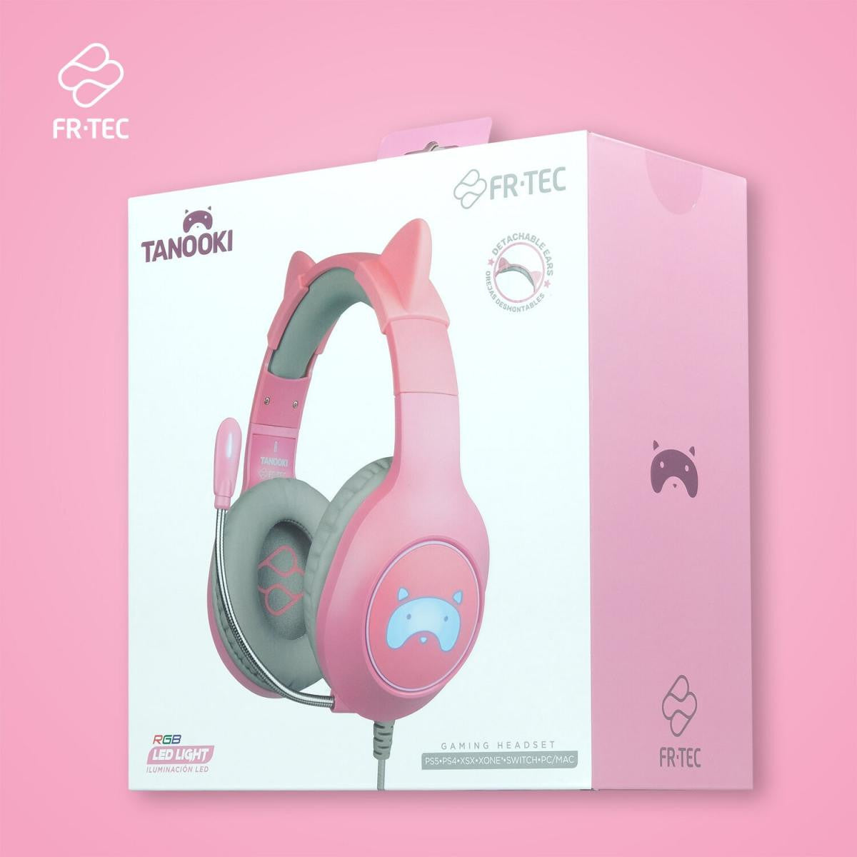 Unique Pink TANOOKI Kawaii Gaming Headphones for gamers or streamers from FR-TEC