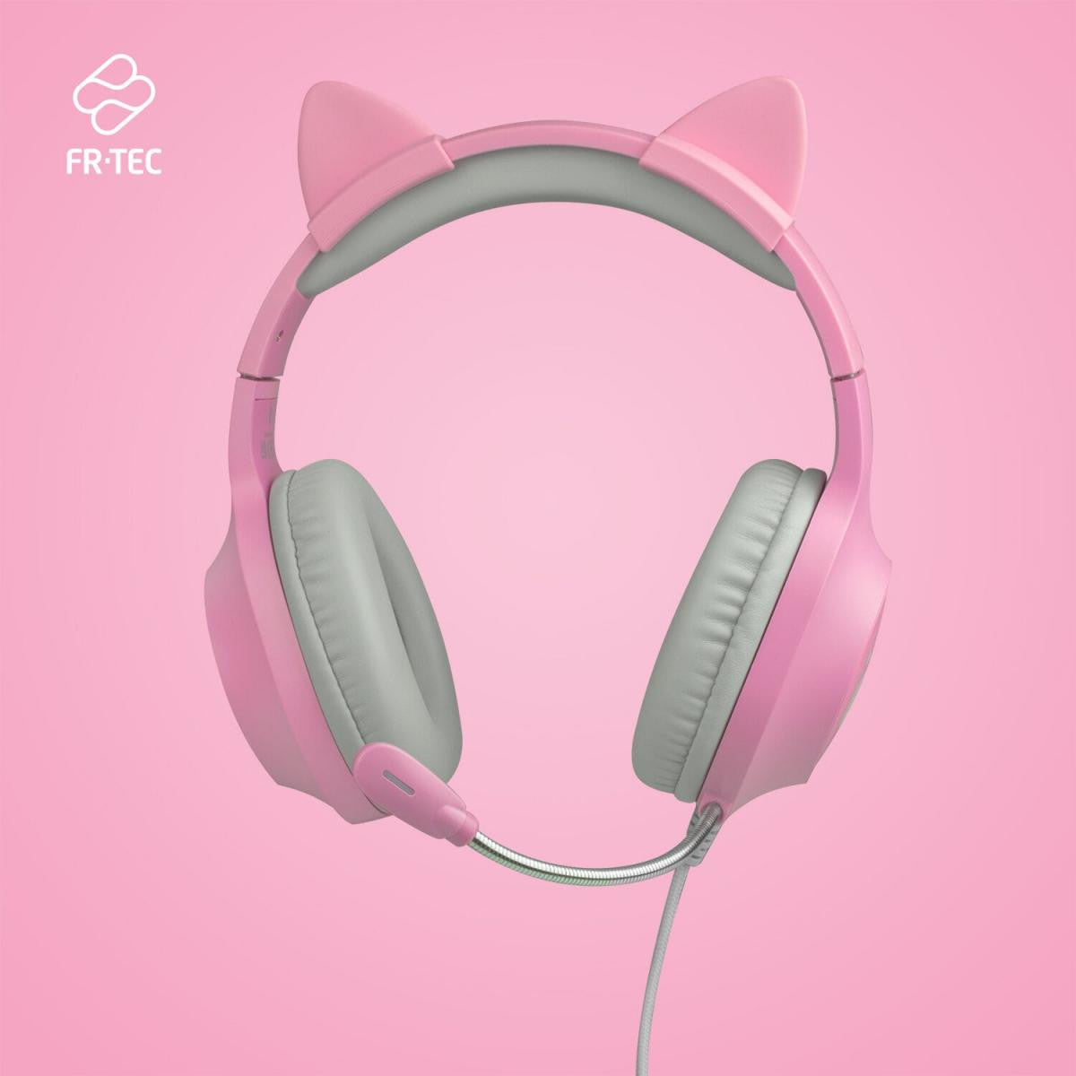 Unique Pink TANOOKI Kawaii Gaming Headphones for gamers or streamers from FR-TEC