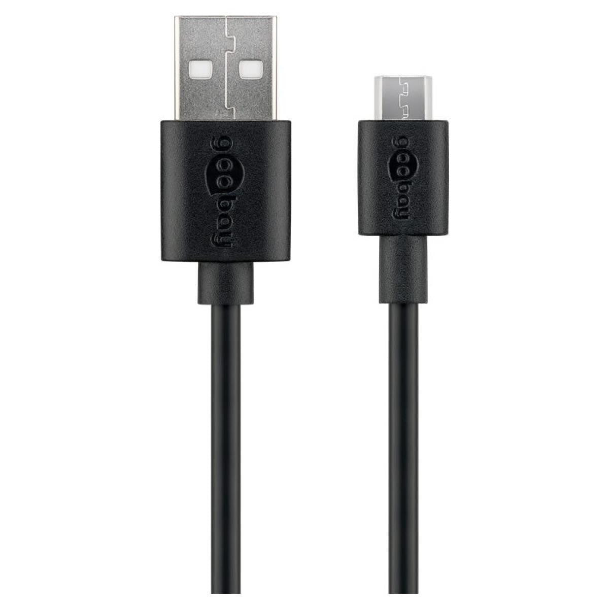 Cabo micro USB preto de 0,5 m para carregamento e sincronização