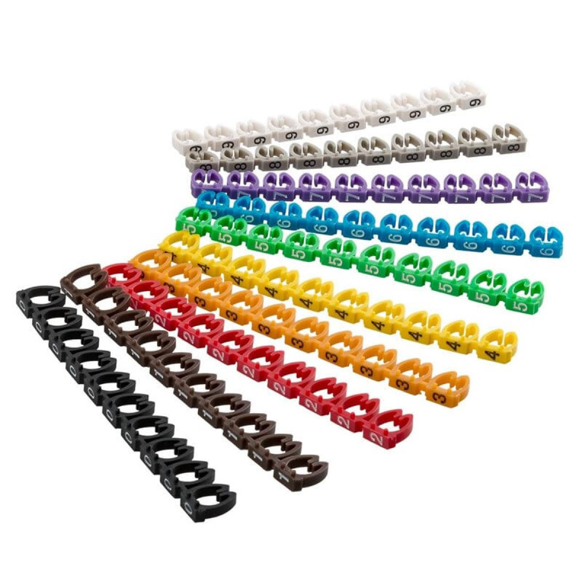 100 Cable Marking Clips Digits 0–9 for Cable Diameters 5.6 - 7.4 mm