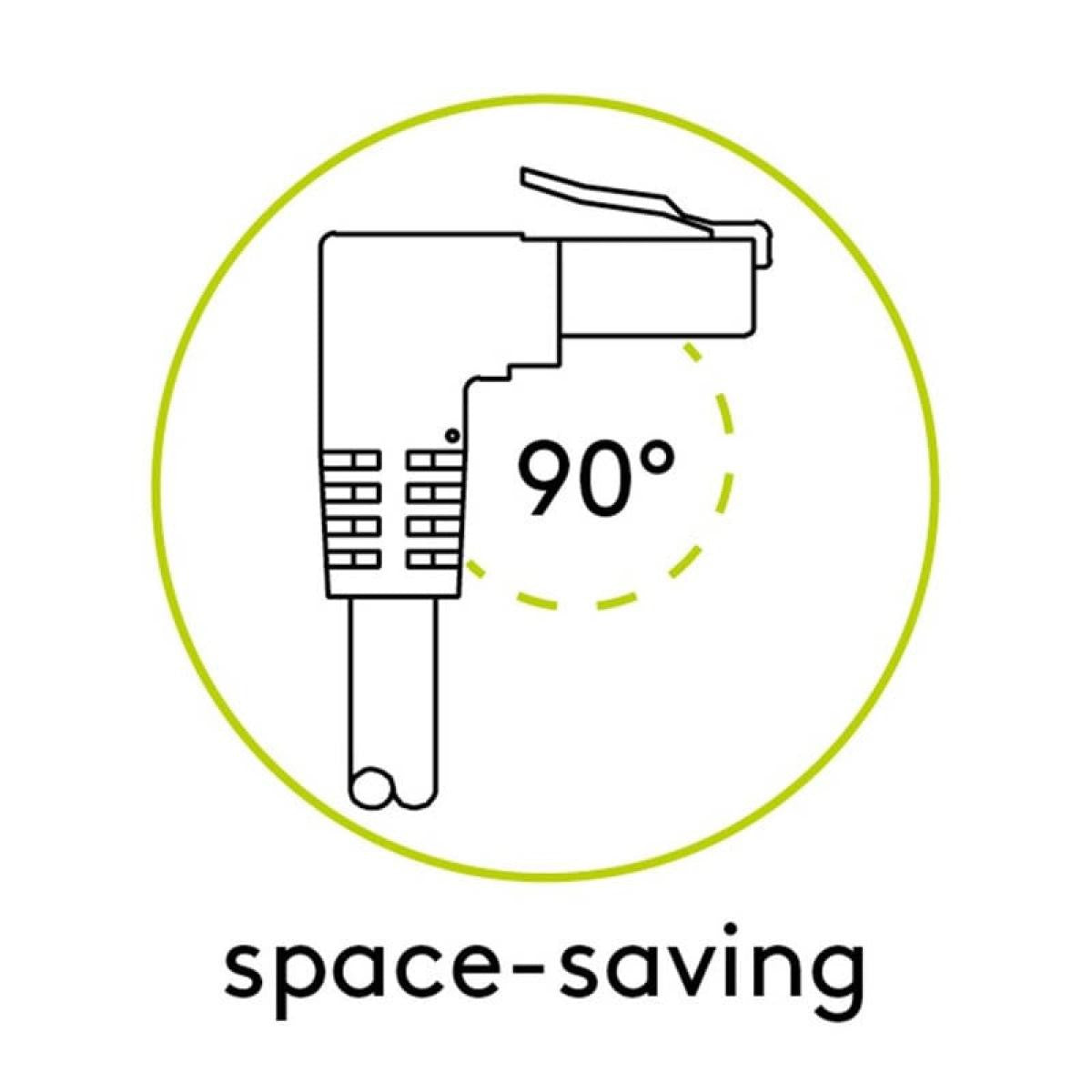 CAT 6 patch cable 1 x 90° angled, U/UTP white 1 meter long