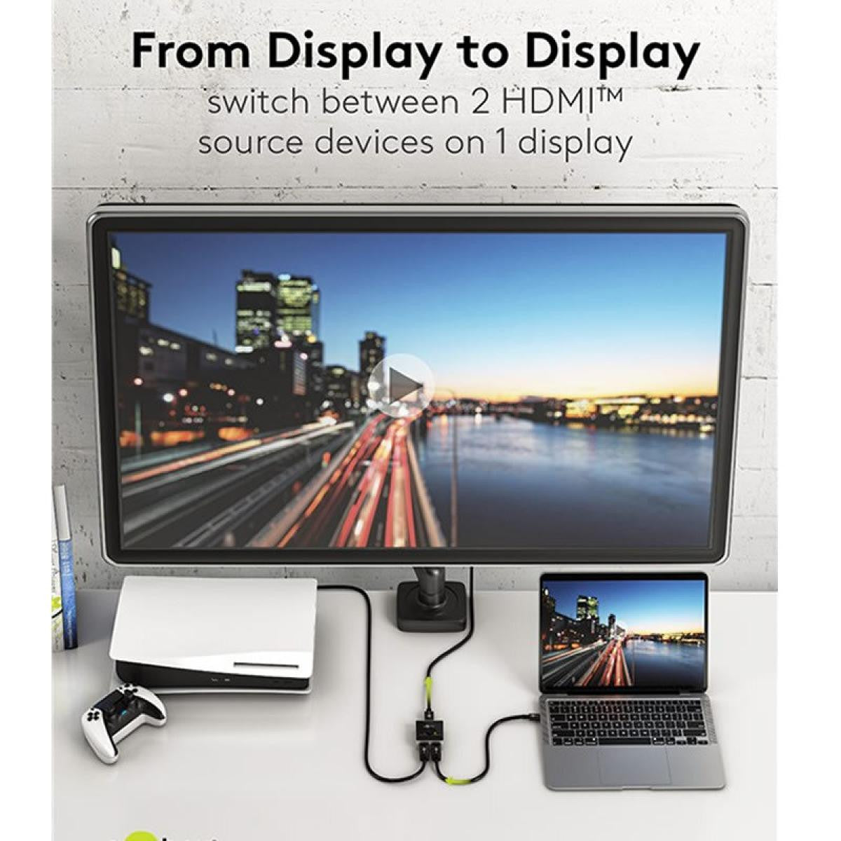 Comutador manual HDMI™ 2 para 1 com resolução 4K a 60 Hz