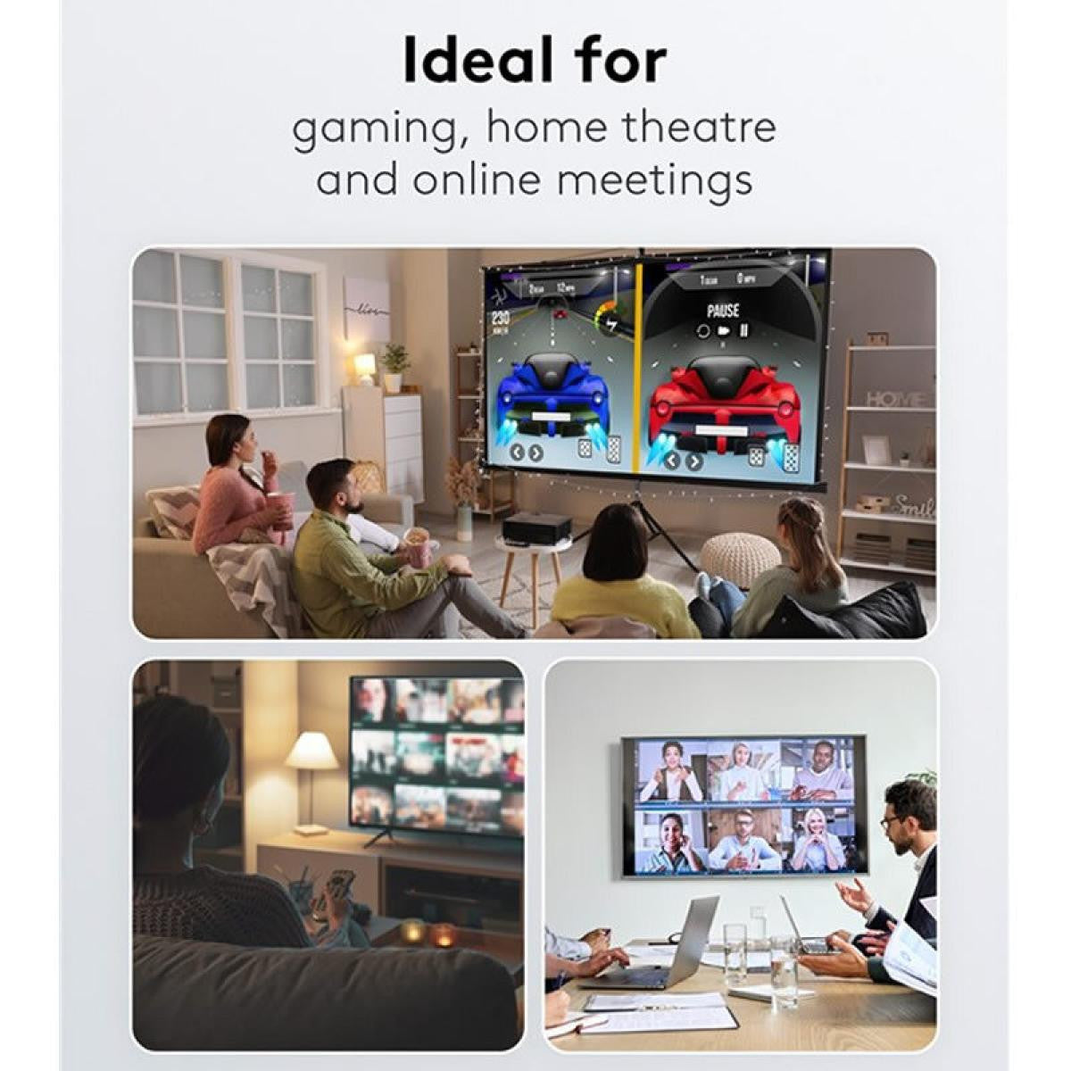 HDMI™ 3 to 1 manual switch with 4K resolution at 60 Hz, 0.55 m long, black