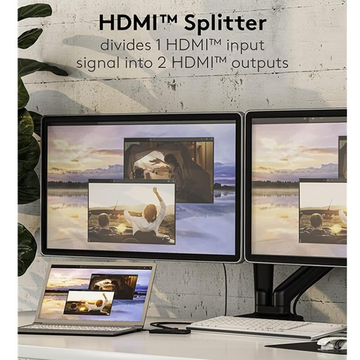 HDMI™ Splitter or Divider 1 to 2 with 4K 60 Hz resolution, black