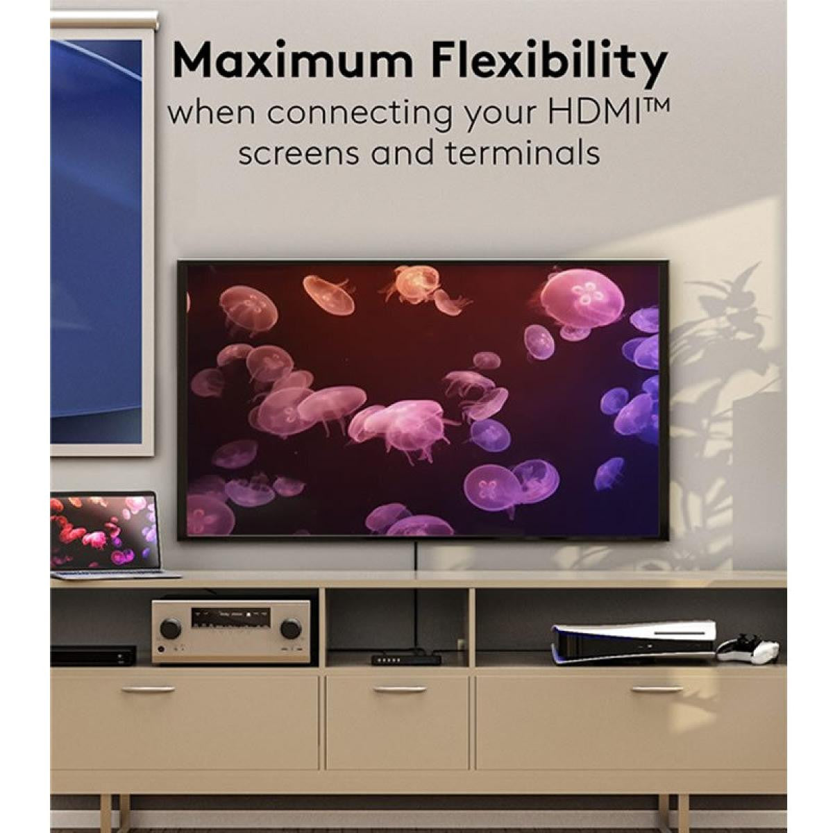 Matriz de comutação HDMI™ 4 para 2, 4K 60Hz, preta