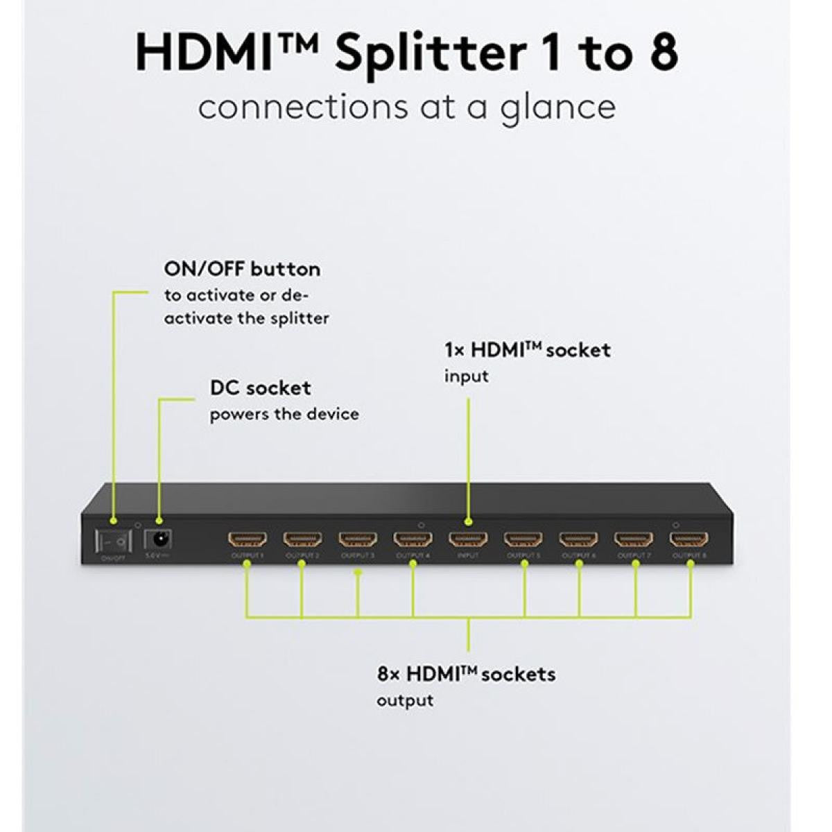 HDMI™ Splitter or Divider 1 to 8 with 4K resolution 60 Hz, black