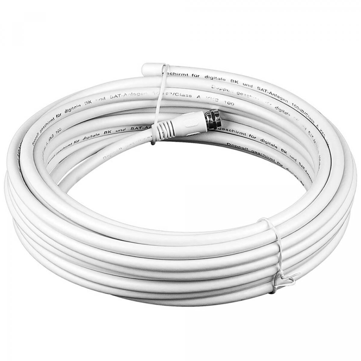 Conjunto de cabo coaxial para antena de 10 m de comprimento e 100 dB - Branco
