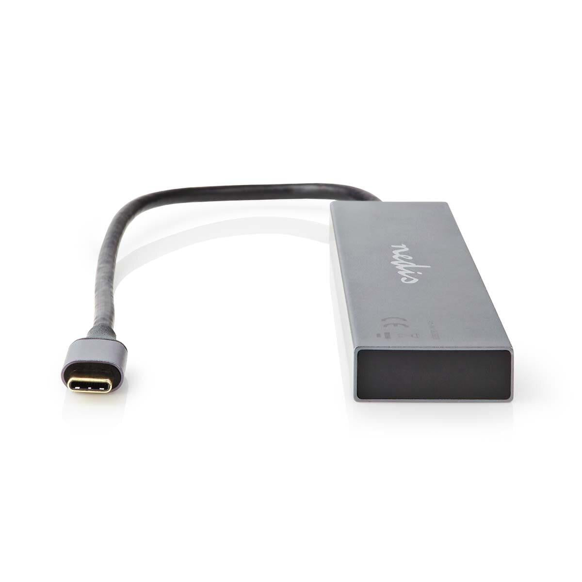 Hub GEN 3.2 de 10 Gbps com 1 porta USB-C macho para 4 portas USB-C fêmea e 1 porta com carregamento rápido PD 3.0.