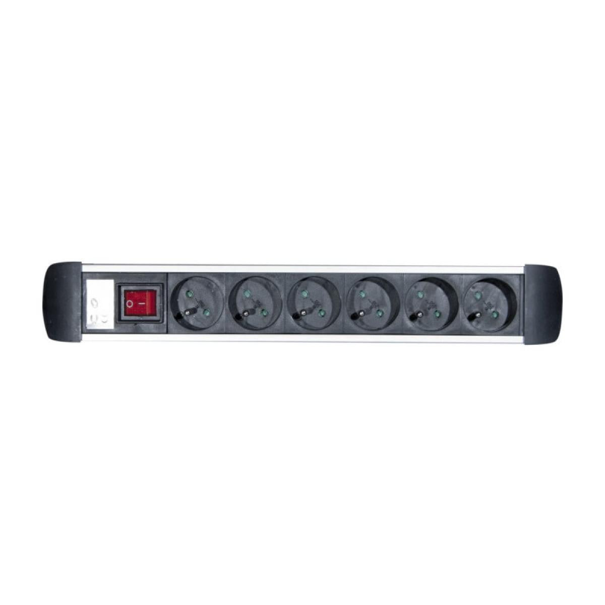 6-socket French CEE 7/5 power strip with switch, 1.6 metres long