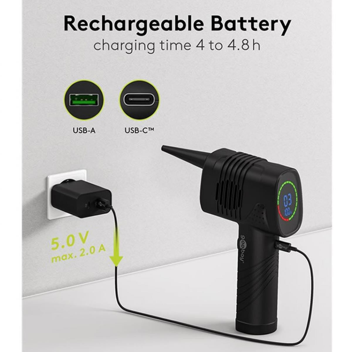 Electric air blower | 3 levels | 5 nozzles | for contactless cleaning of PC accessories and household items