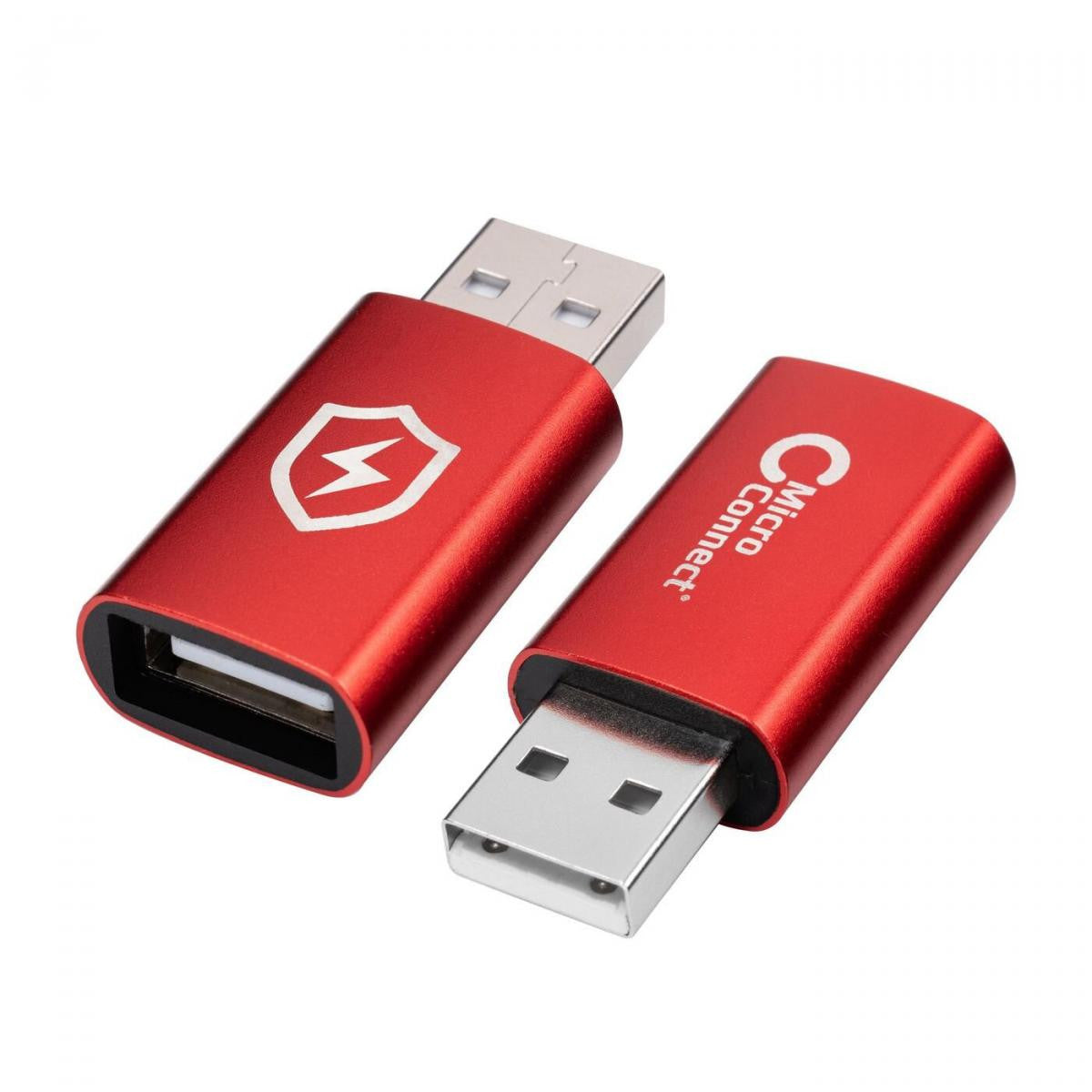 MicroConnect Secure Charge USB-A Data Lock Adapter | 5V to 2.4A | 12W | Red