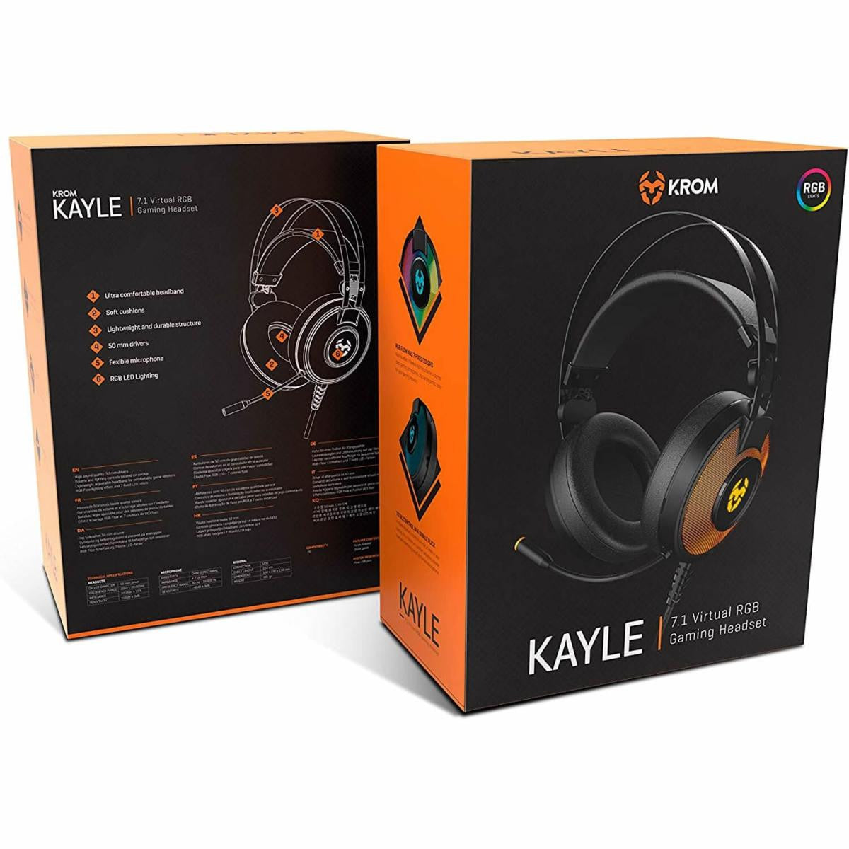 Auricular gaming Krom Kayle RGB 7.1 USB | Cabo de 210 cm | Preto