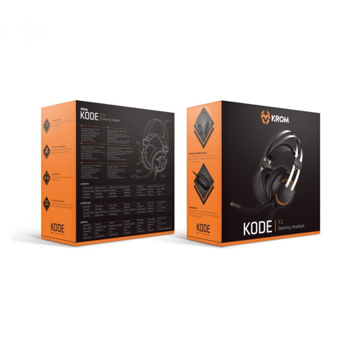 Krom Auricular Gaming Kode 7.1 Virtual USB | 180cm | Negro