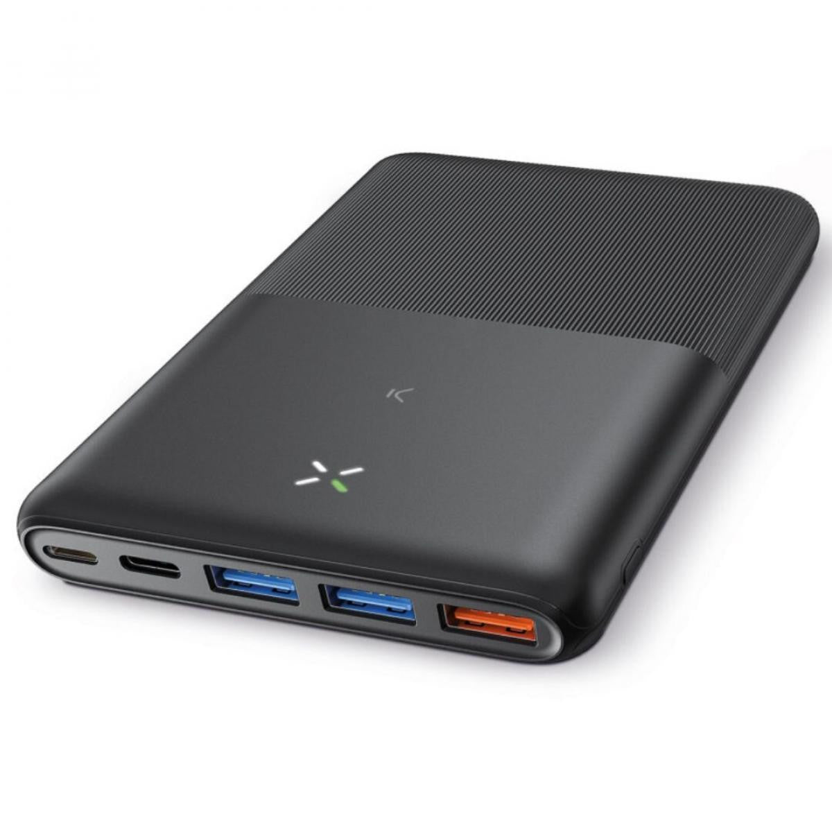 KSIX Ultra Thin Powerbank | Lithium polymer | 20,000 mAh | 22.5W | Power Delivery | USB-C to USB-C cable included - Black