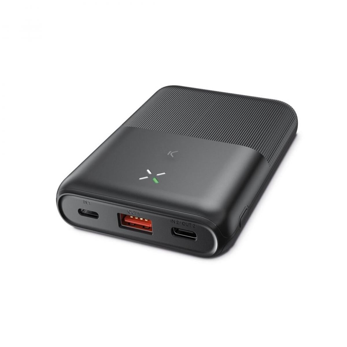 KSIX Ultra Thin Powerbank | Lithium polymer | 10,000 mAh | 22.5W | Power Delivery | USB-C to USB-C cable included - Black