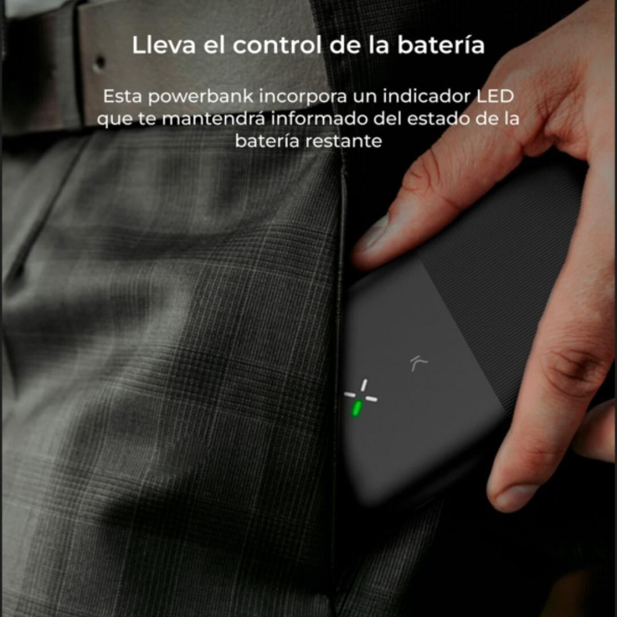 KSIX Ultra Thin Powerbank | Lithium polymer | 10,000 mAh | 22.5W | Power Delivery | USB-C to USB-C cable included - Black