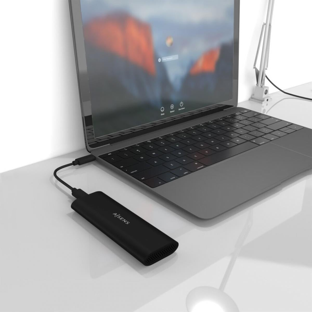 Caixa exterior M. 2 (NGFF) | Para SSD M.2 SATA/NVMe com USB 3.1 Gen2 | Preta