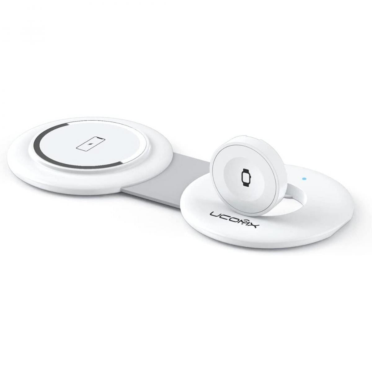 2 IN 1 WIRELESS CHARGING SYSTEM | FOR PHONE+WATCH QI | MAX 18W | WHITE