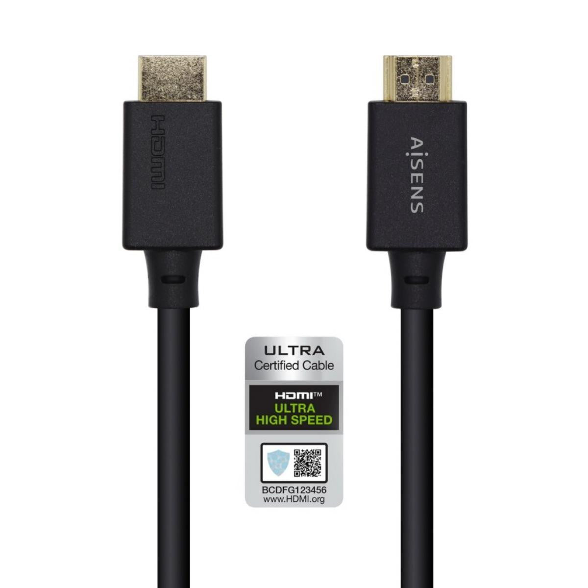 Cabo HDMI V2.1 CERTIFICADO Ultra Alta Velocidade 8K@60Hz 48Gbps | A/MA/M | PRETO em vários comprimentos