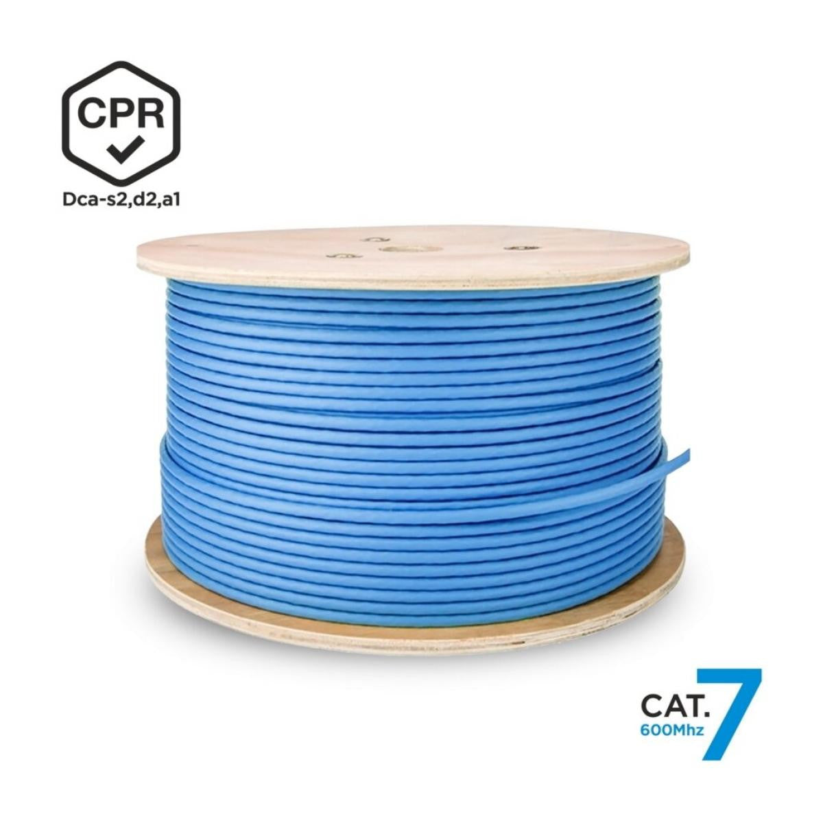 Network Cable Coil RJ45 LSZH CPR Dca CAT.7 S/FTP | 600MHZ | AWG23 | 305 Meters | Blue