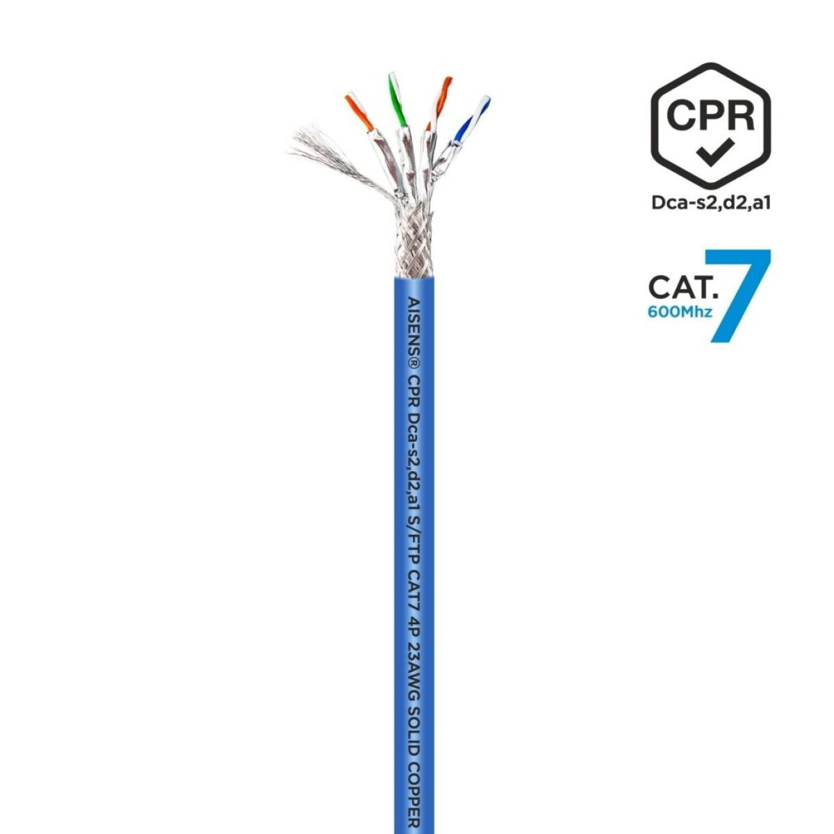 Network Cable Coil RJ45 LSZH CPR Dca CAT.7 S/FTP | 600MHZ | AWG23 | 100 Meters | Blue