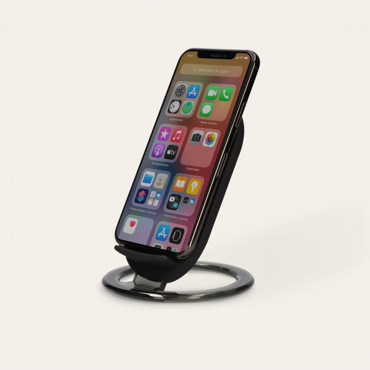 Ksix 10W Desktop Wireless Charger | Qi Technology | Fast Charge | Black