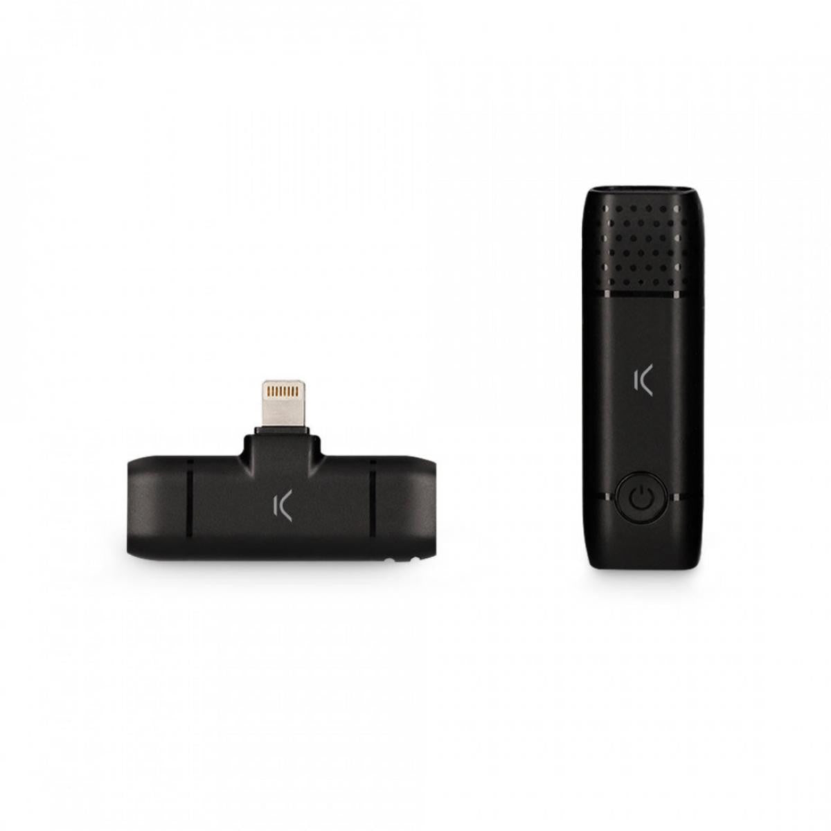 Ksix Wireless Mobile Microphone | Lightning | Receiver and Microphone | Up to 10 hours of battery life | Black