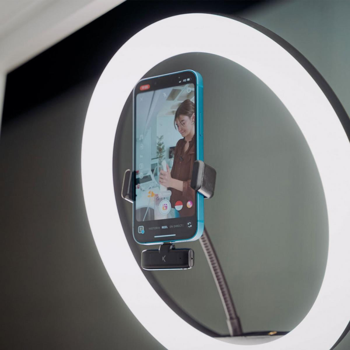 Ksix Wireless Mobile Microphone | Lightning | Receiver and Microphone | Up to 10 hours of battery life | Black