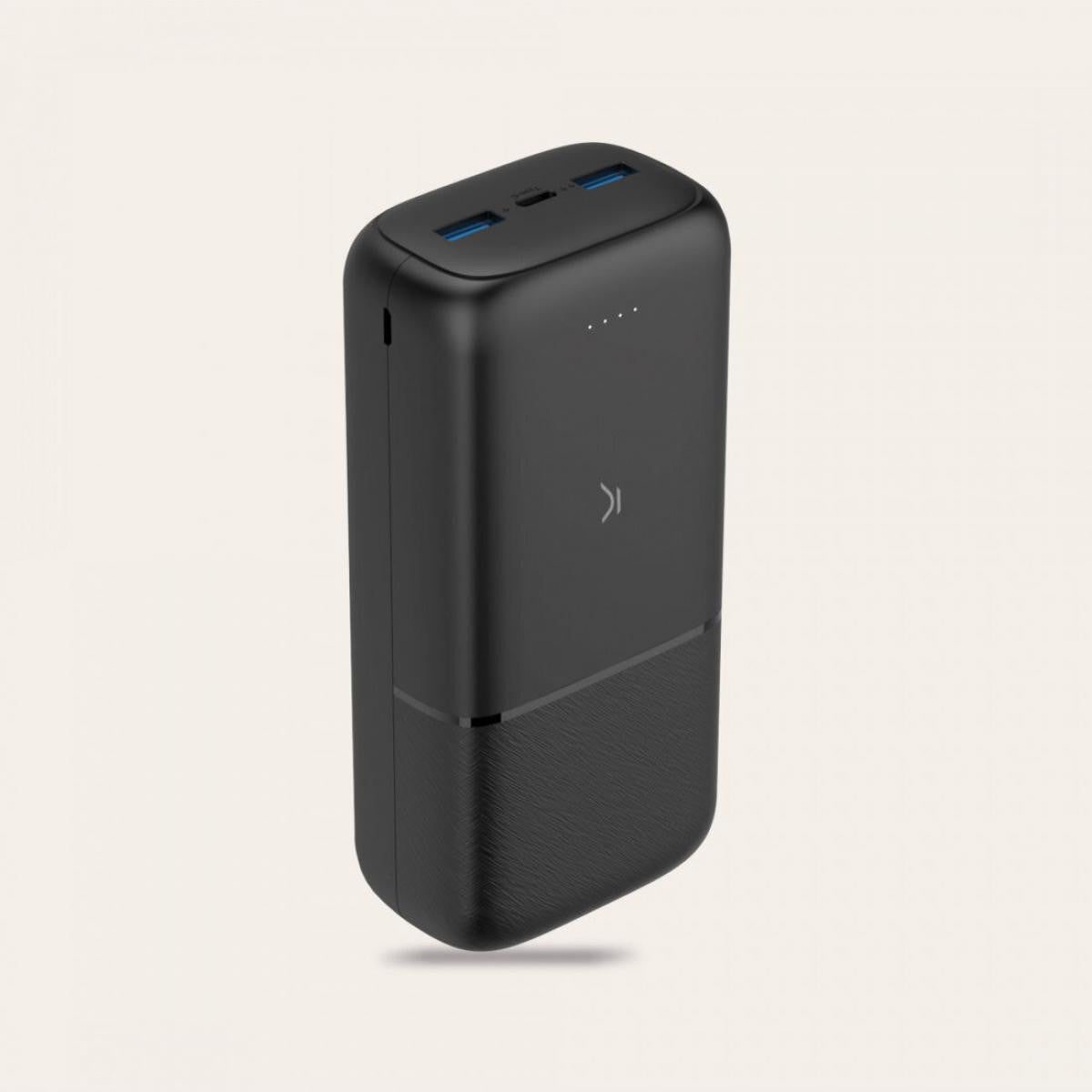 Bateria Externa Ksix Supra 30.000 mAh | 20 W | Power Delivery | 3 Portas de Saída | Inclui Cabo USB-A para USB-C | Preta