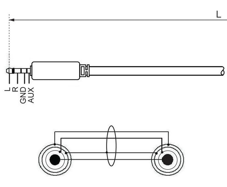 Cable Jack 3.5 de 4 Contactos Audio y Video M/M de distintas medidas | Negro