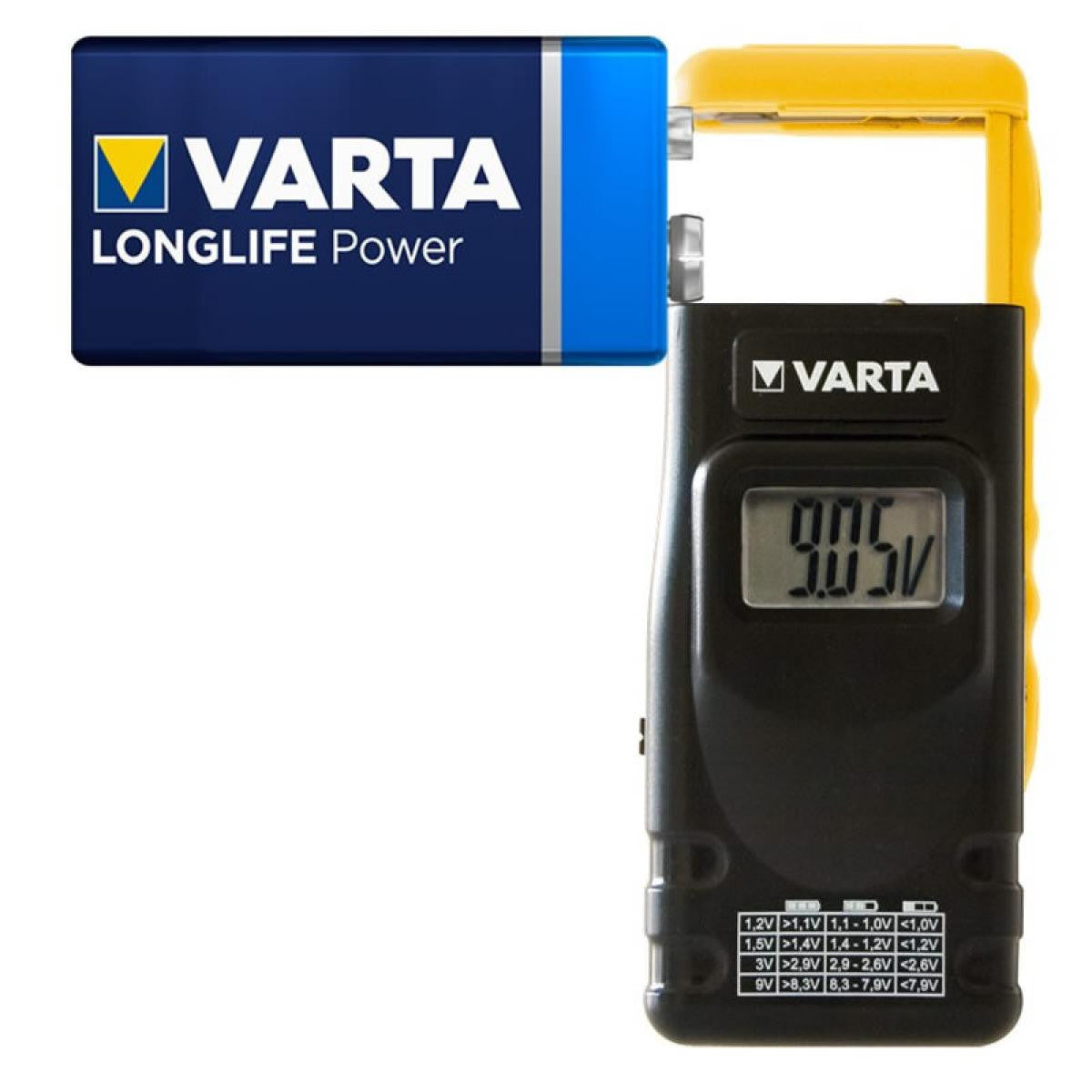 VARTA Digital LCD Battery Tester Multimeter for Disposable, Electronic Rechargeable and Button Cell Batteries | AA, AAA, C, D, 9V