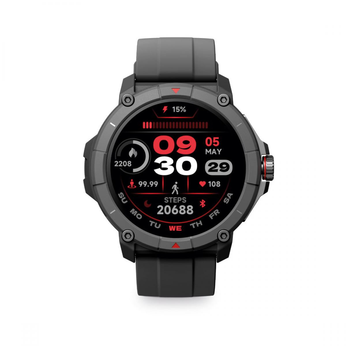 KSIX Smartwatch - GPS - Sport and health mode - Voice assistant - 1.38 screen - Auto. 7 days - Submersible, Black