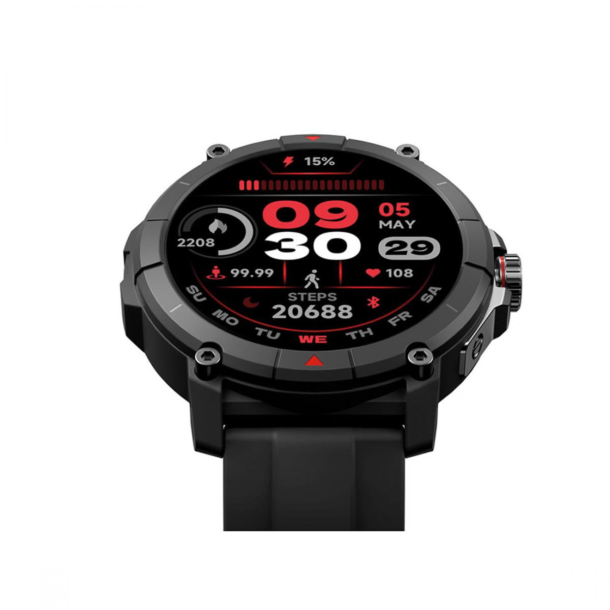 KSIX Smartwatch - GPS - Sport and health mode - Voice assistant - 1.38 screen - Auto. 7 days - Submersible, Black