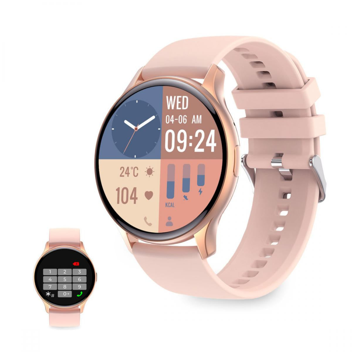 Smartwatch Ksix Core - Ecrã de 1,43" - Desligar automático após 5 dias - Modos Desporto e Saúde - Chamadas - Assistentes de voz - Resistente à água - Rosa