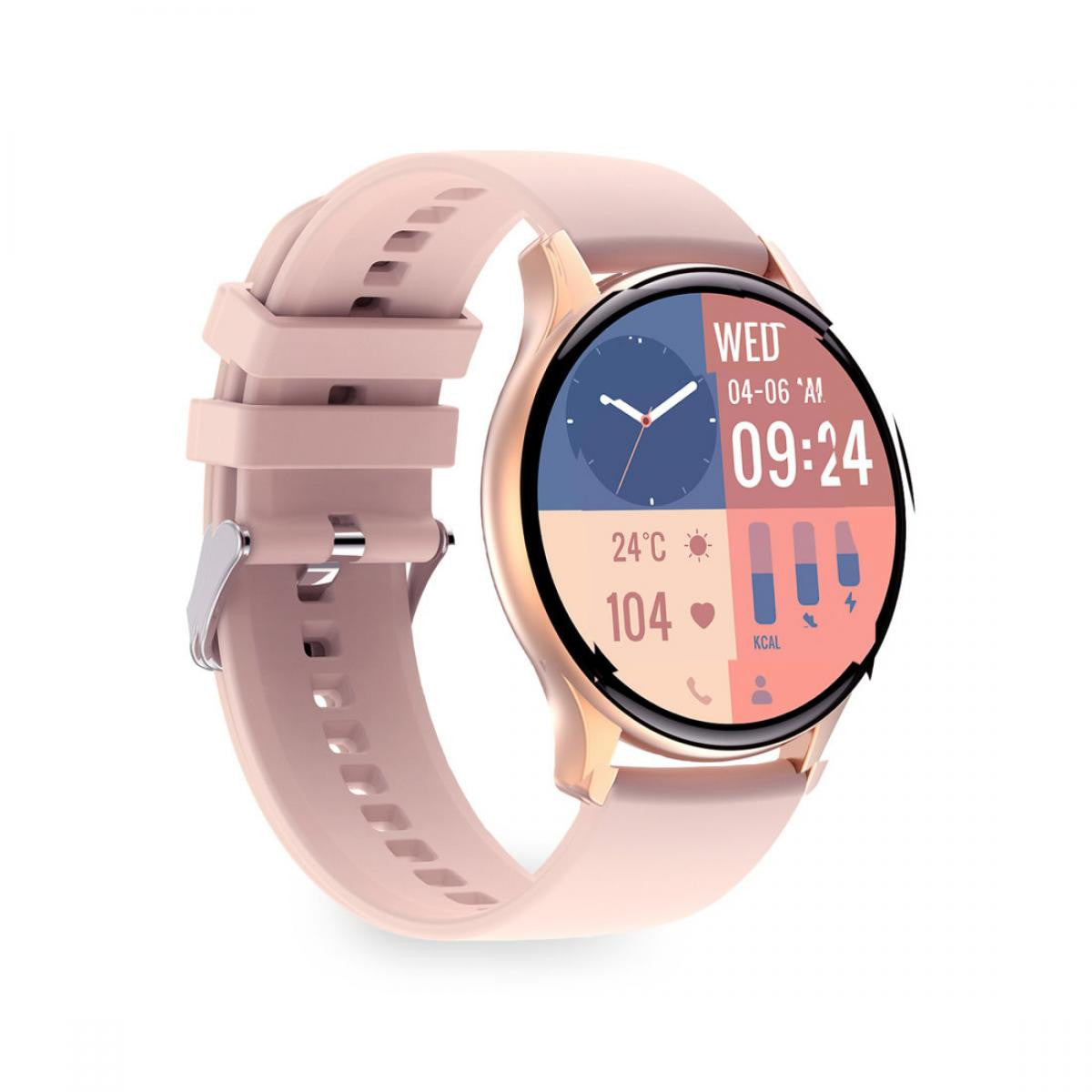Smartwatch Ksix Core - Ecrã de 1,43" - Desligar automático após 5 dias - Modos Desporto e Saúde - Chamadas - Assistentes de voz - Resistente à água - Rosa