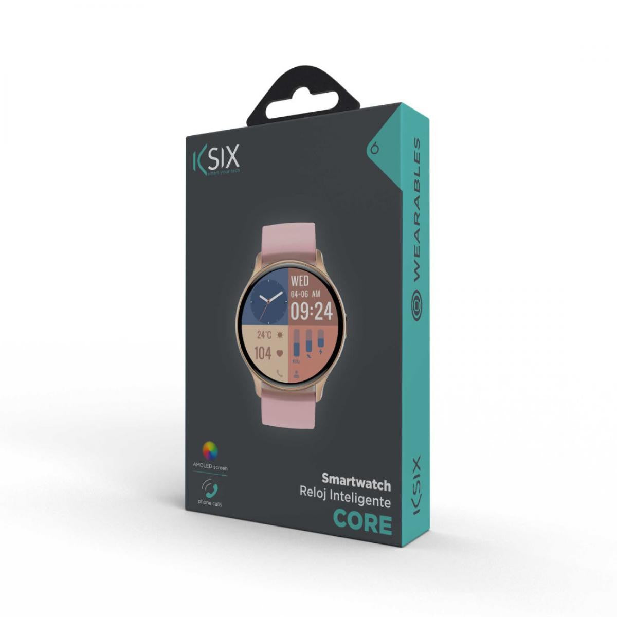 Smartwatch Ksix Core - Ecrã de 1,43" - Desligar automático após 5 dias - Modos Desporto e Saúde - Chamadas - Assistentes de voz - Resistente à água - Rosa