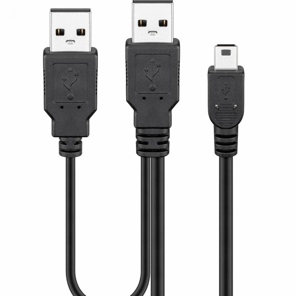 Cable de alimentación dual USB 2.0 de alta velocidad - Negro
