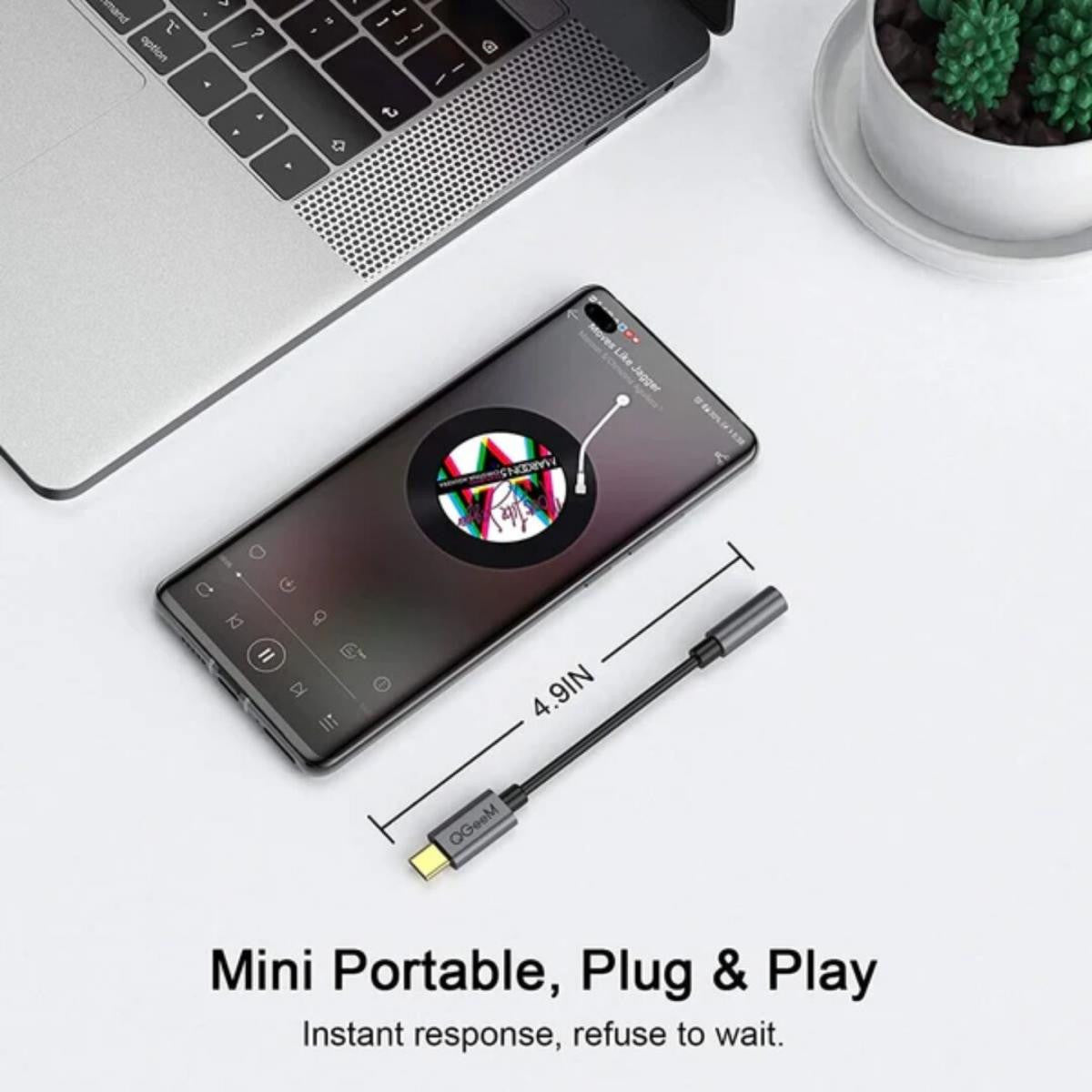 QGEEM USB-C Male to 3.5mm Female Jack Adapter 12cm Length