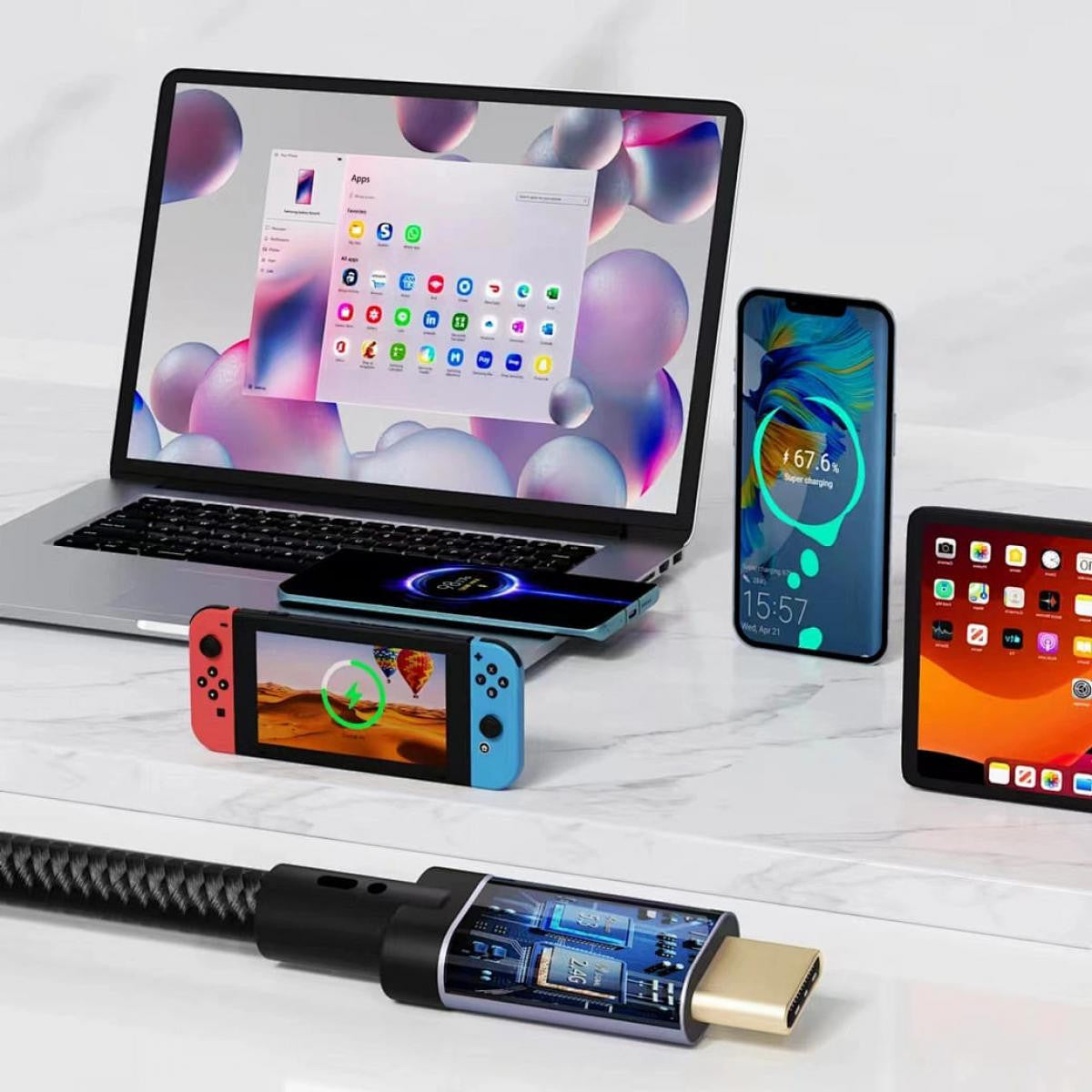 QGEEM Cable - 40Gbps Transfer Speed USB 4 OEM | 240W PD Fast Charging | For 8K60Hz HD Display | 1.5 Meters