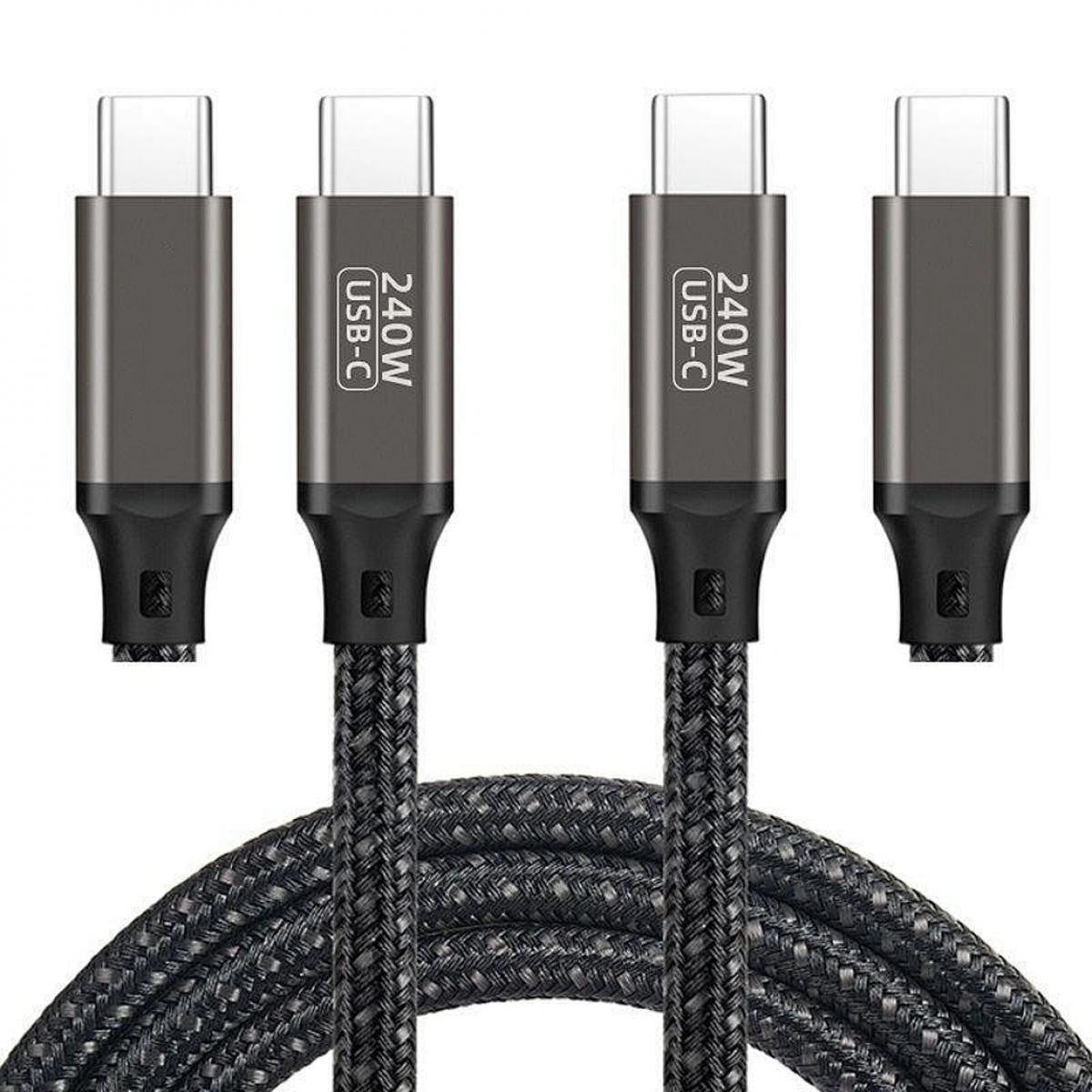 QGEEM Cable - 240W PD 480Mbps USB-C/M to USB-C/M 1.5 Meters Compatible with MacBook Pro Air Leno or HP Dell and More