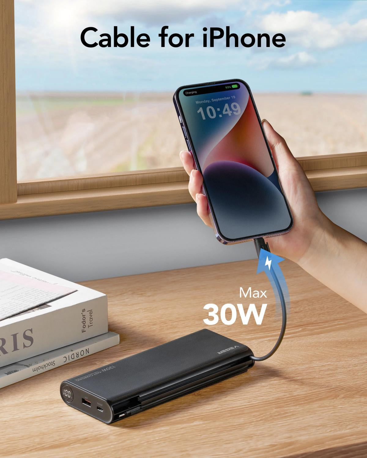 VEGER Power Bank - 25000mAh - para telemóveis e computadores portáteis - Conectores Lightning/USB-A, USB-C - Carregamento rápido de 130 W para computadores portáteis